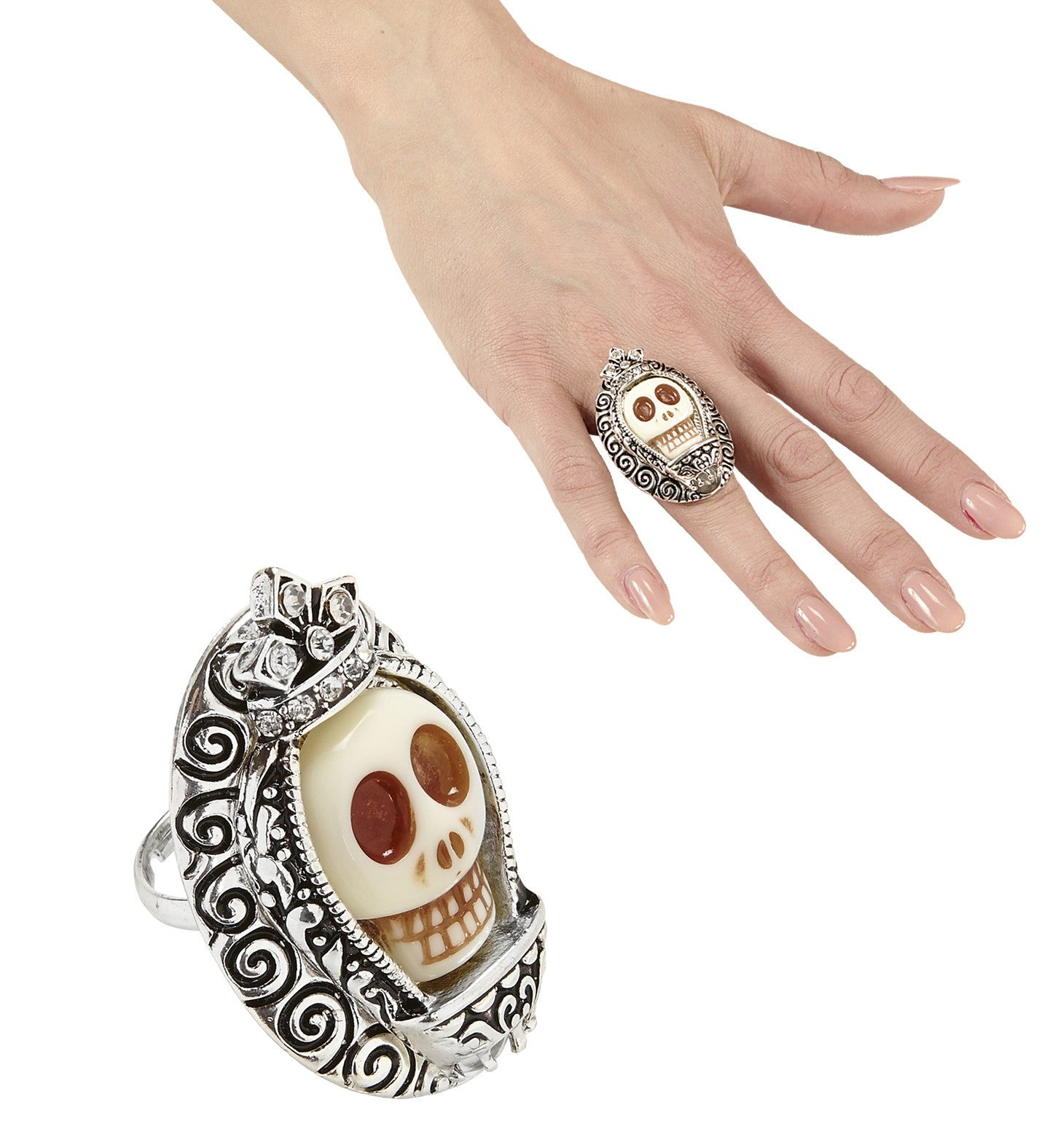 Anillo con Calavera Blanca y Strass