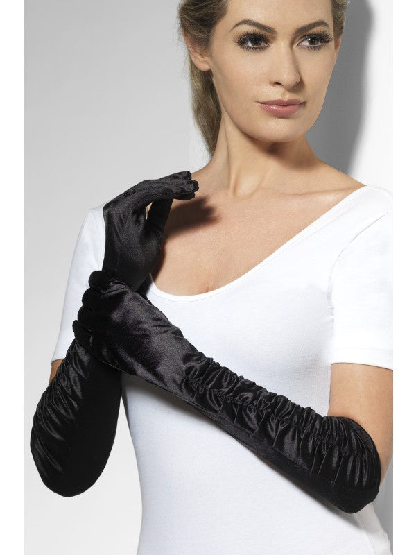 Guantes de Raso Largos con Pliegues