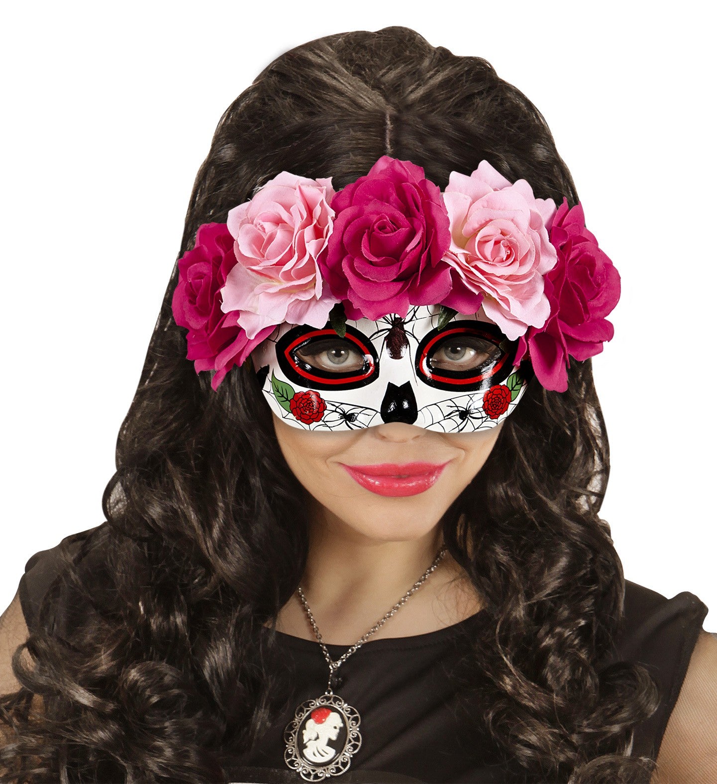 Antifaz de Catrina con flores Rosas