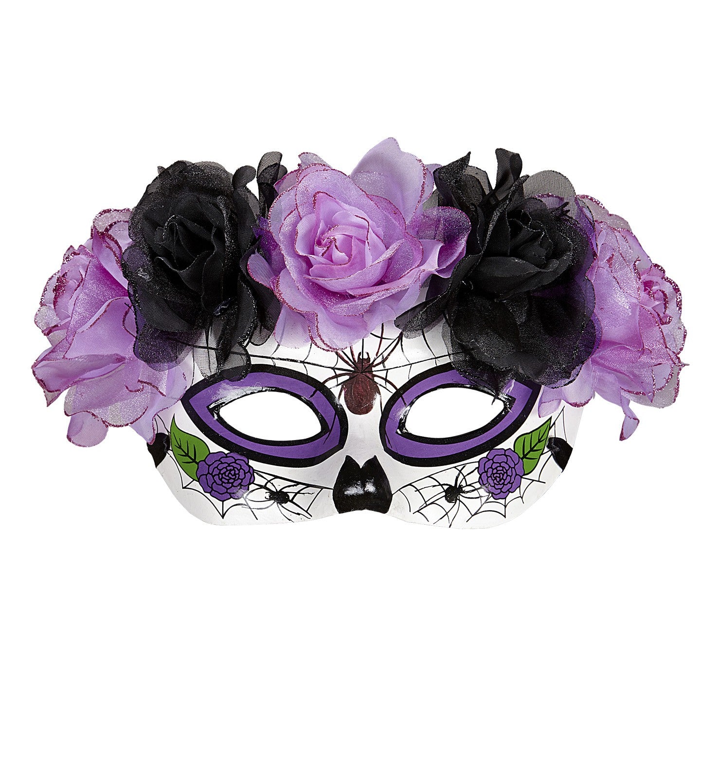 Antifaz de Catrina con Flores Moradas