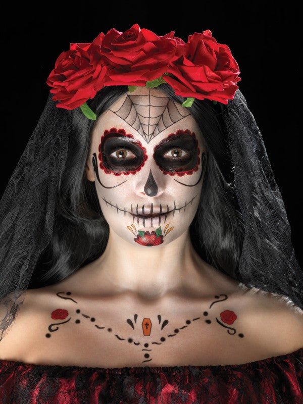 Kit Tatuajes y Maquillaje Catrina Rojo